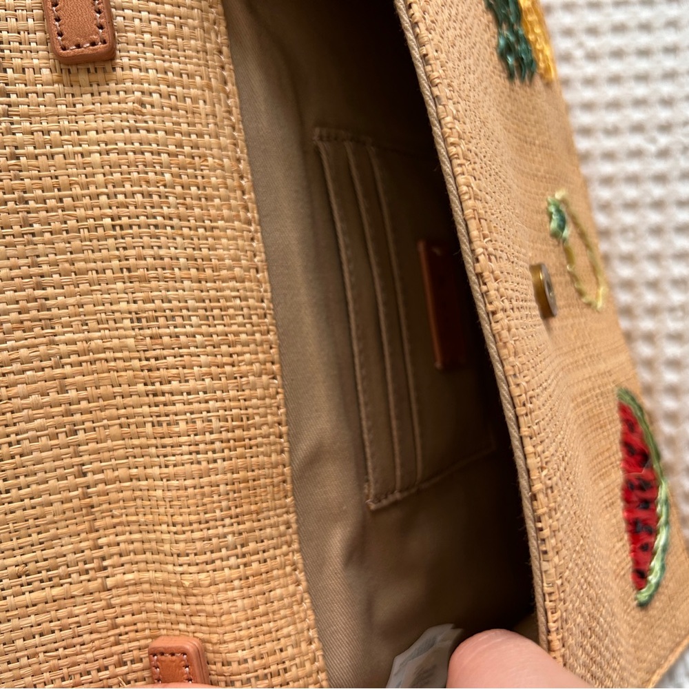 J Crew Fruit Embroidered Raffia Bag - Picture 6 of 6